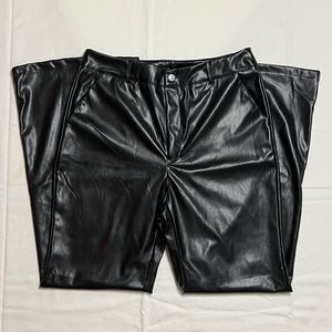 Black flare leather pants